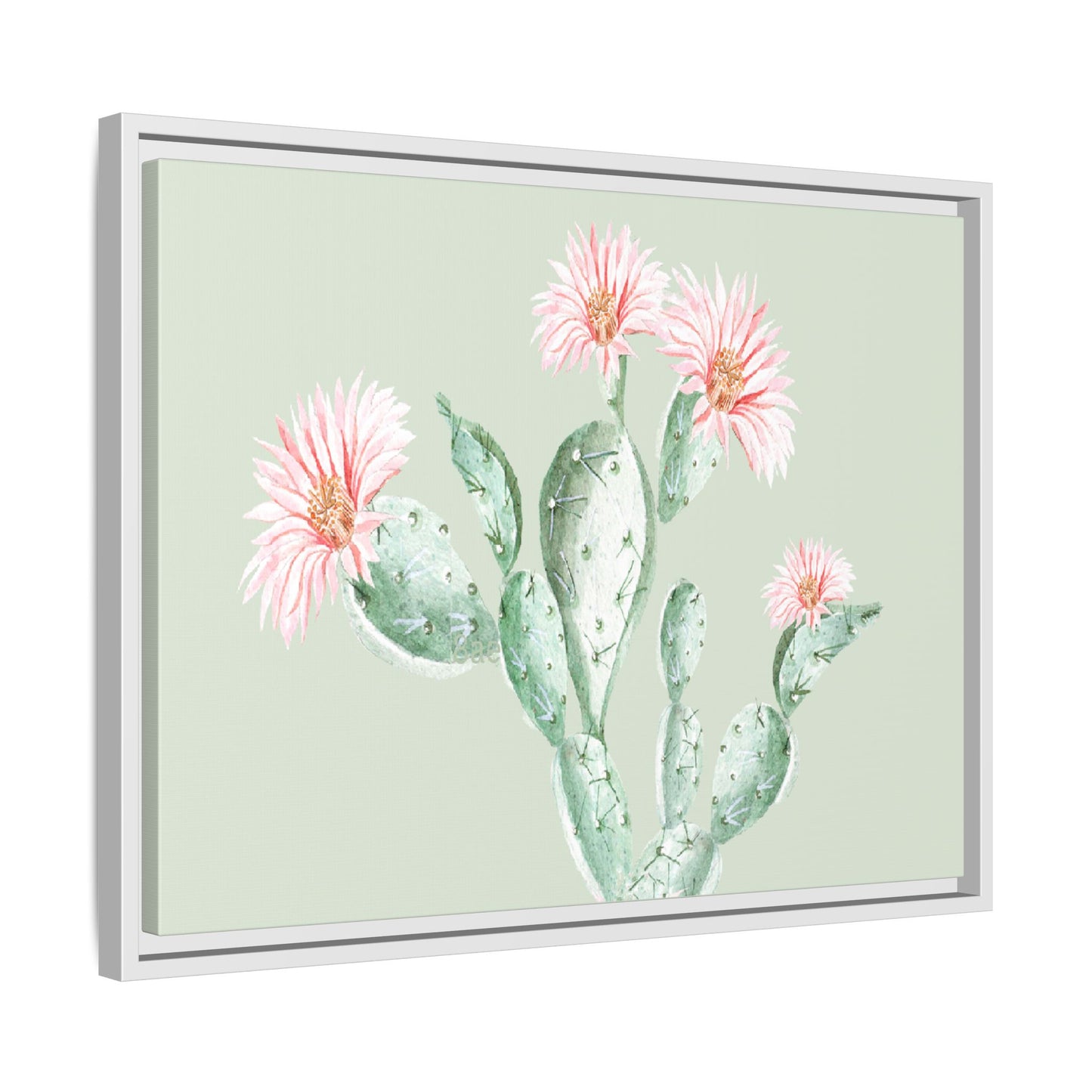 Cactus Flower Framed Matte Canvas Art - Multiple Frame Colors & Size Options