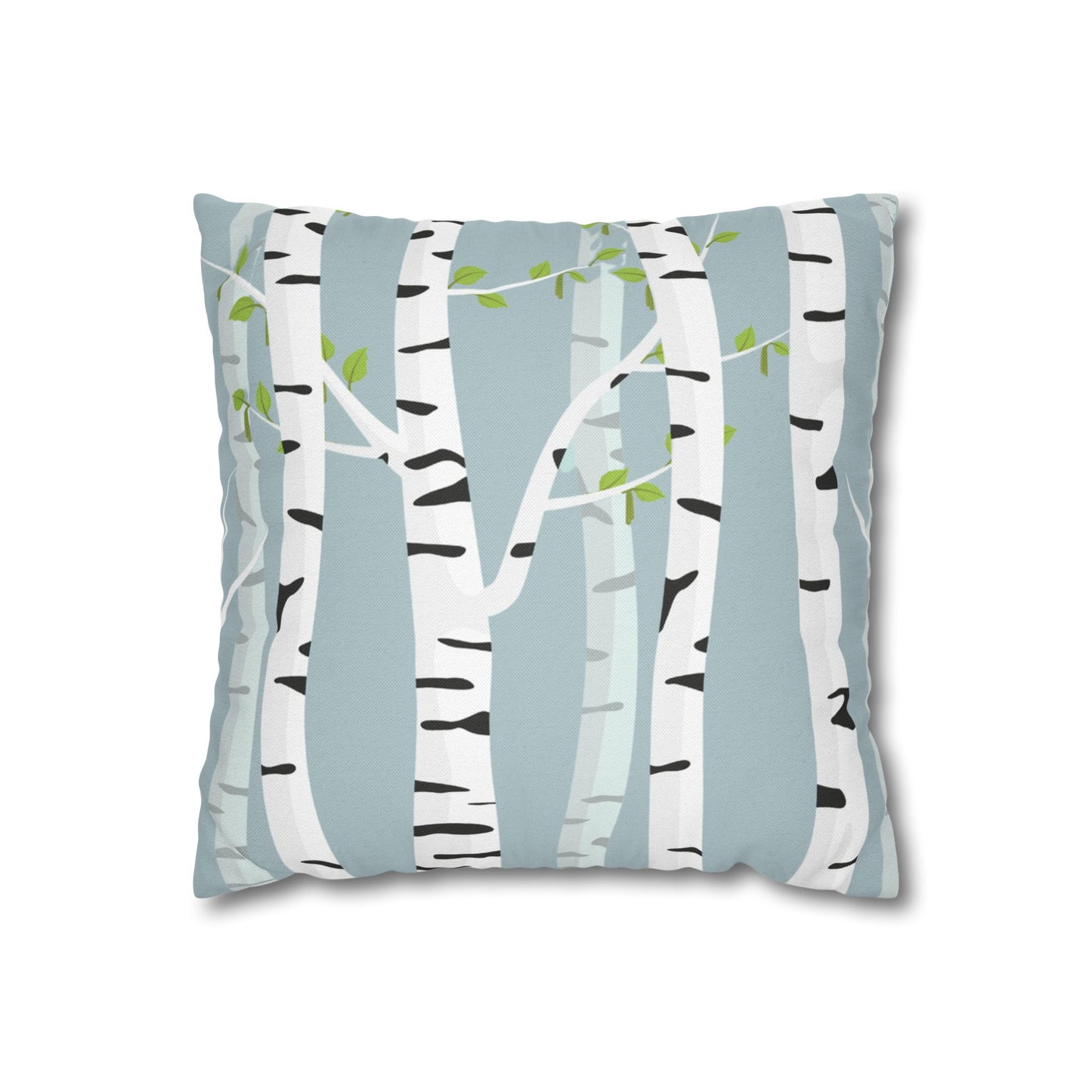 White Birch Printed Square Pillow Cover (no insert) - Multiple Sizes (14"x14", 16"x16", 18"x18", 20"x20"), Includes zipper closure