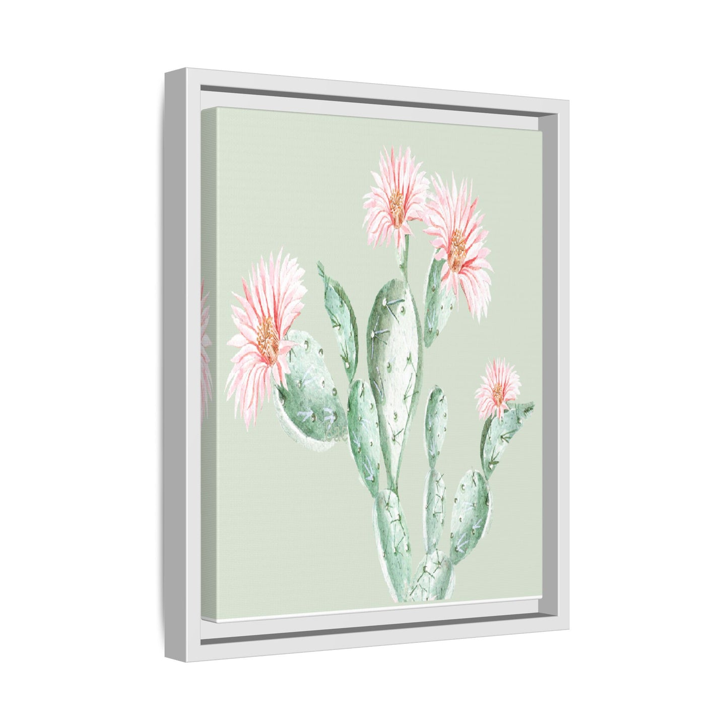 Cactus Flower Framed Matte Canvas Art - Multiple Frame Colors & Size Options
