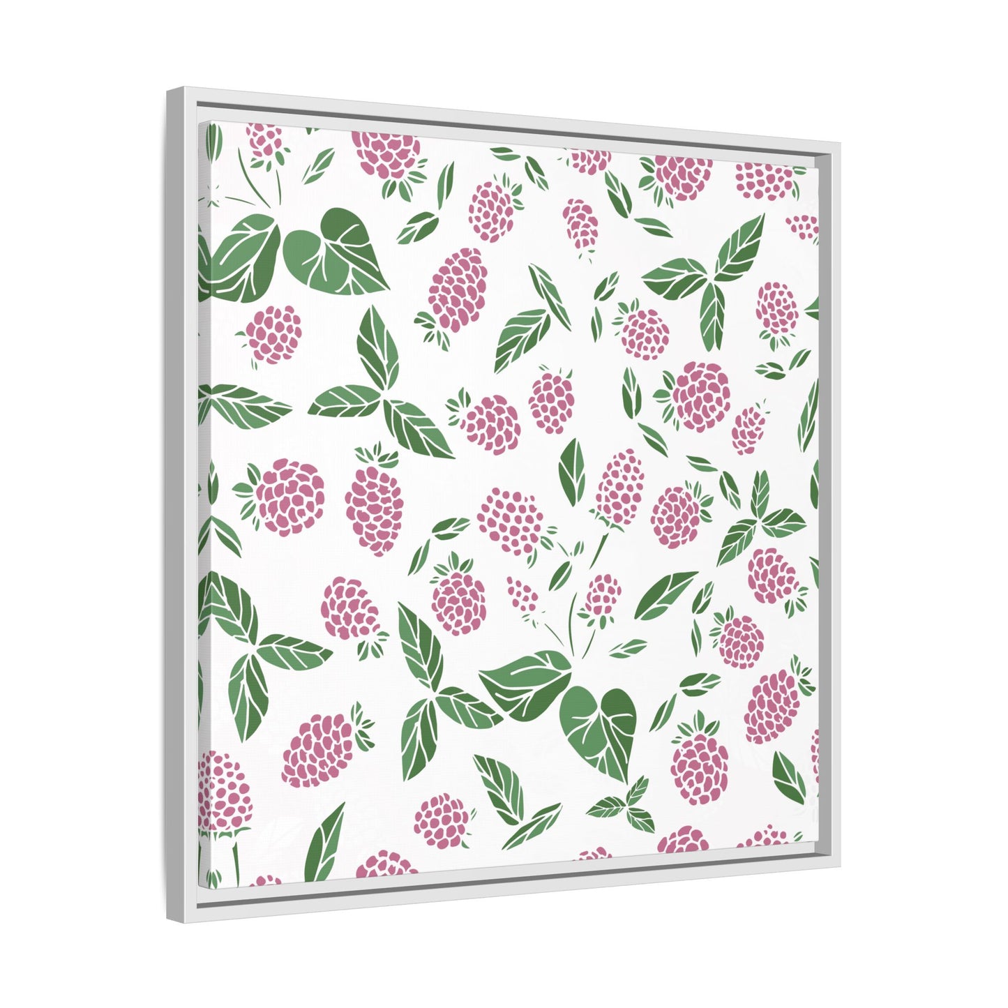Pink Berry Framed Matte Canvas Art - Multiple Frame Colors & Size Options