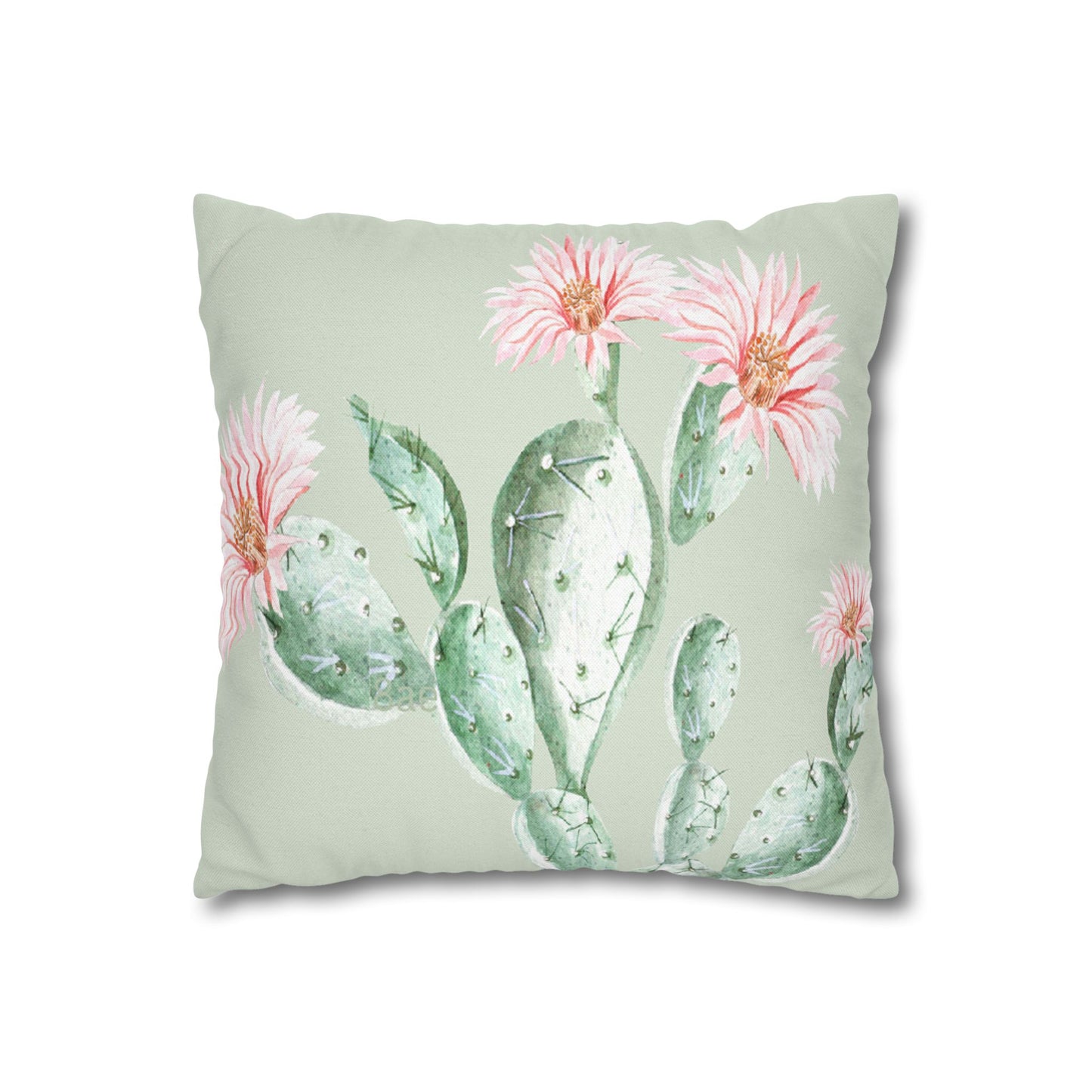 Cactus Flower Printed Square Pillow Cover (no insert) - Multiple Sizes (14"x14", 16"x16", 18"x18", 20"x20"), Includes zipper closure