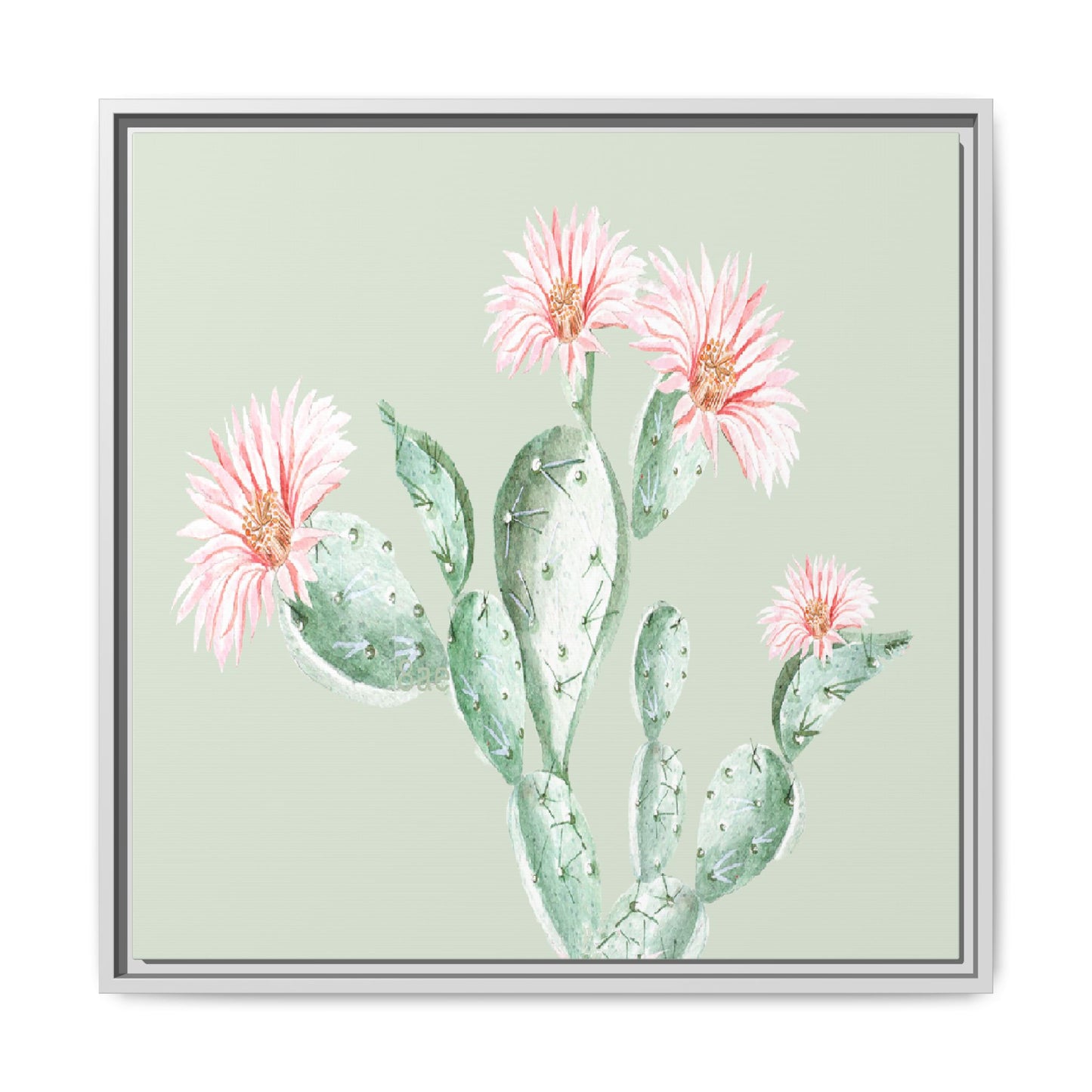 Cactus Flower Framed Matte Canvas Art - Multiple Frame Colors & Size Options