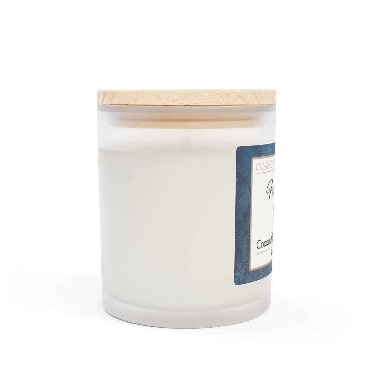 Fragrance Free 9 oz. Coconut Soy Wax Candle, Frosted Jar with Cotton Wick and Maple Wood Lid