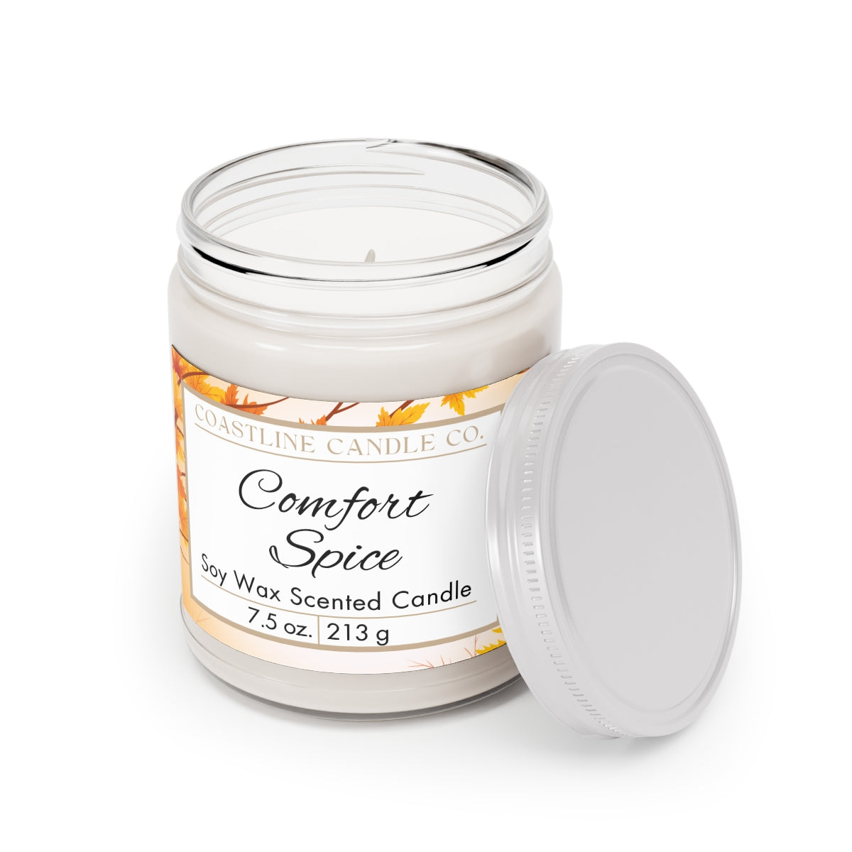 Comfort Spice 7.5 oz. Scented Soy Wax Candle, Clear Jar with White Lid