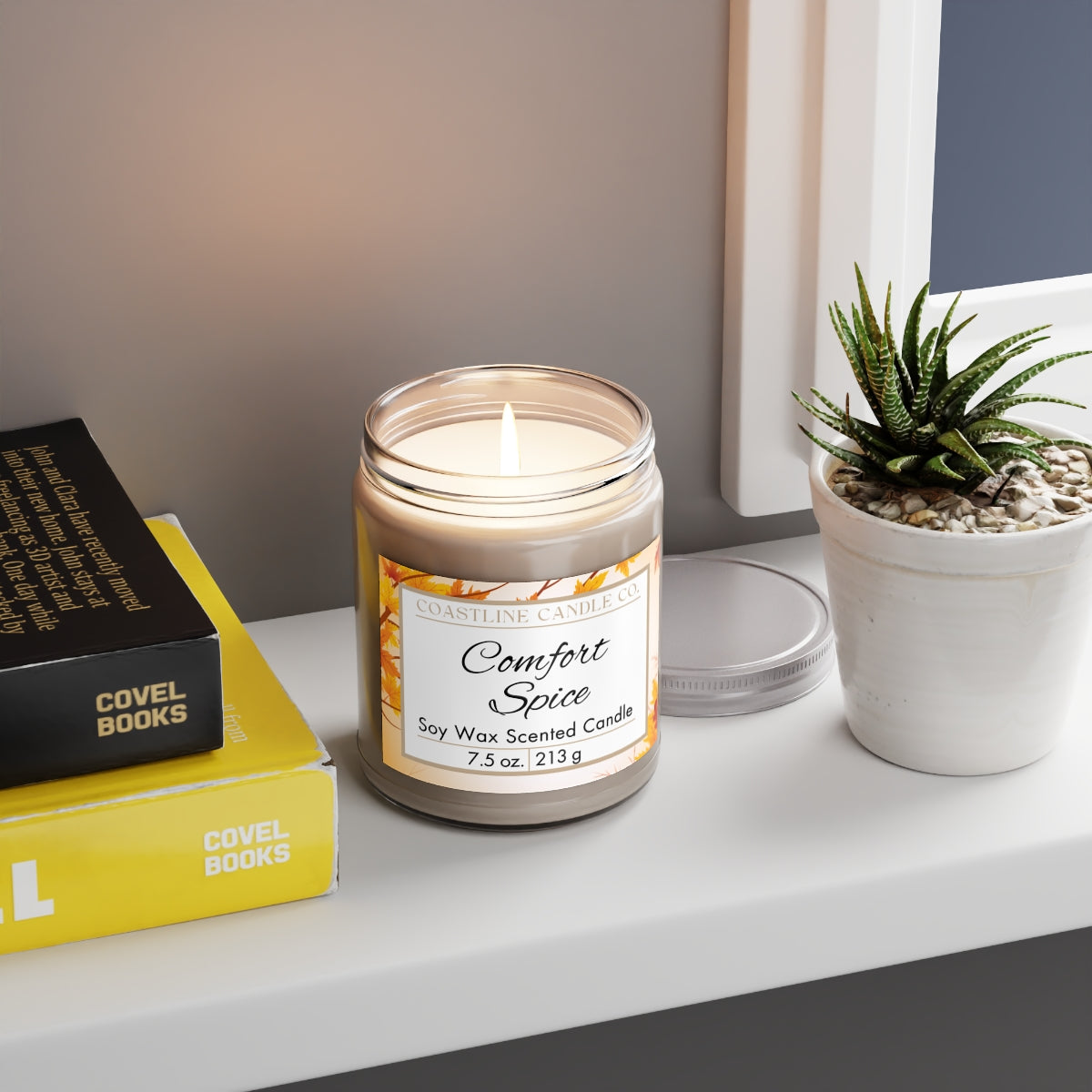 Comfort Spice 7.5 oz. Scented Soy Wax Candle, Clear Jar with White Lid