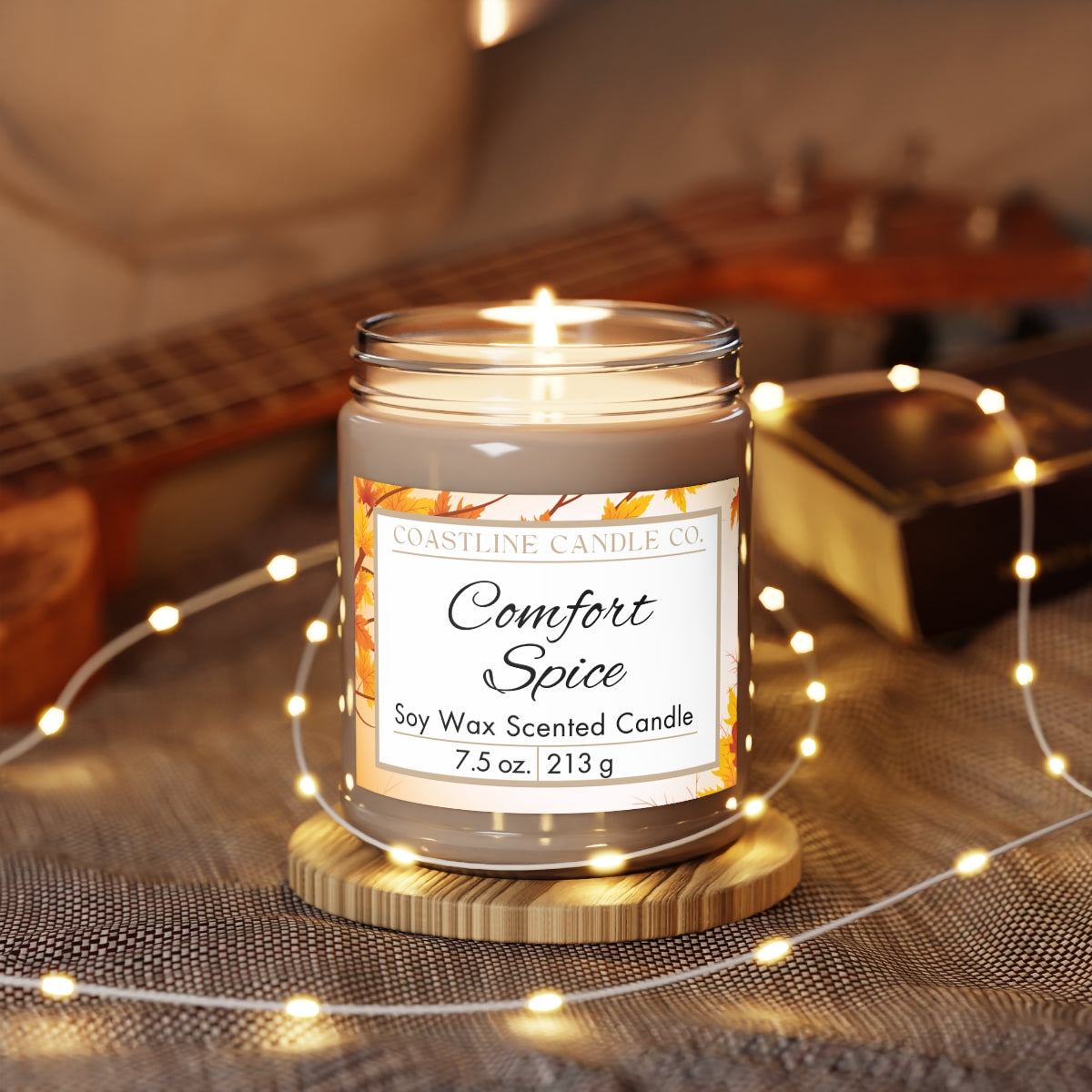 Comfort Spice 7.5 oz. Scented Soy Wax Candle, Clear Jar with White Lid