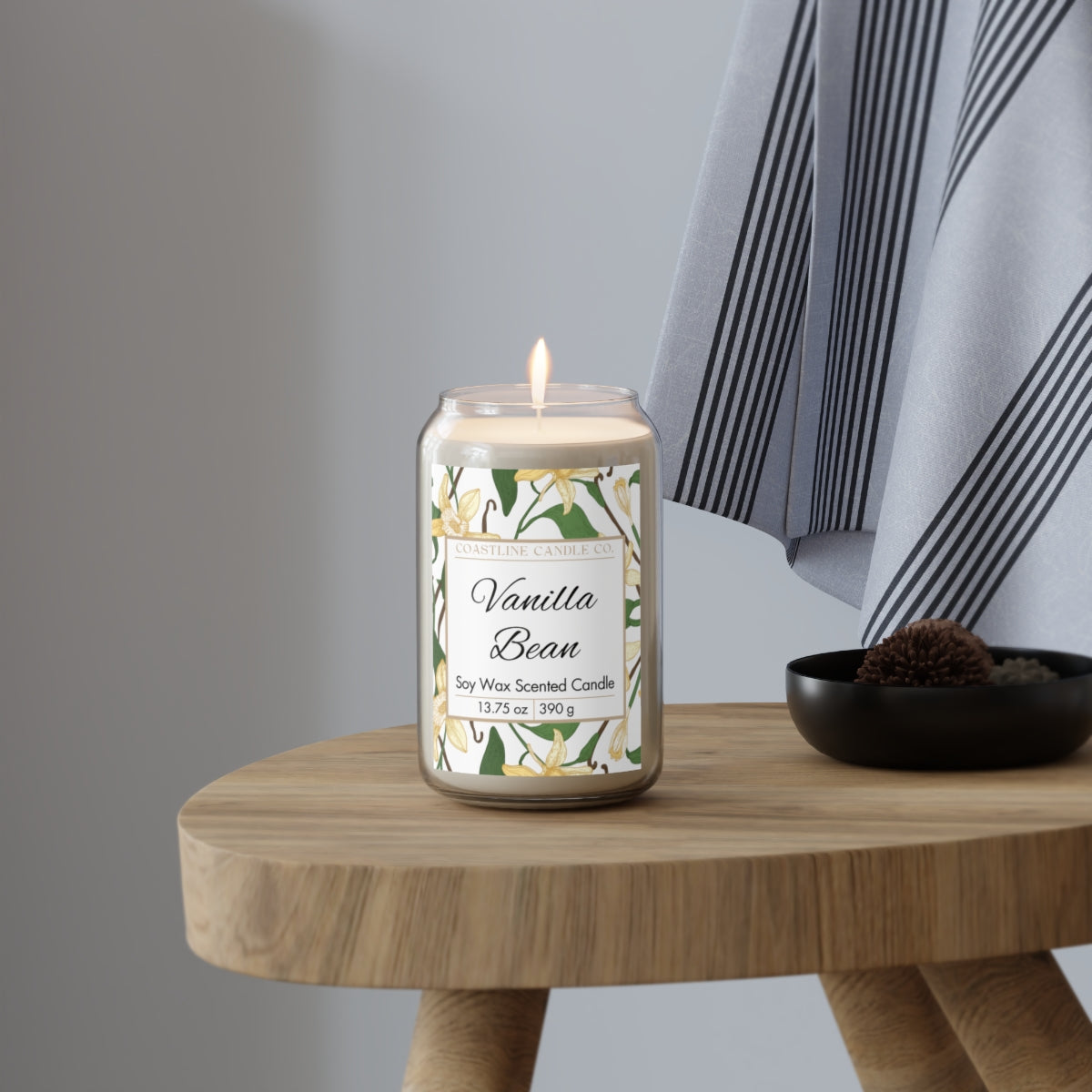 Vanilla Bean 13.75 oz. Soy Wax Scented Candle - Clear Jar