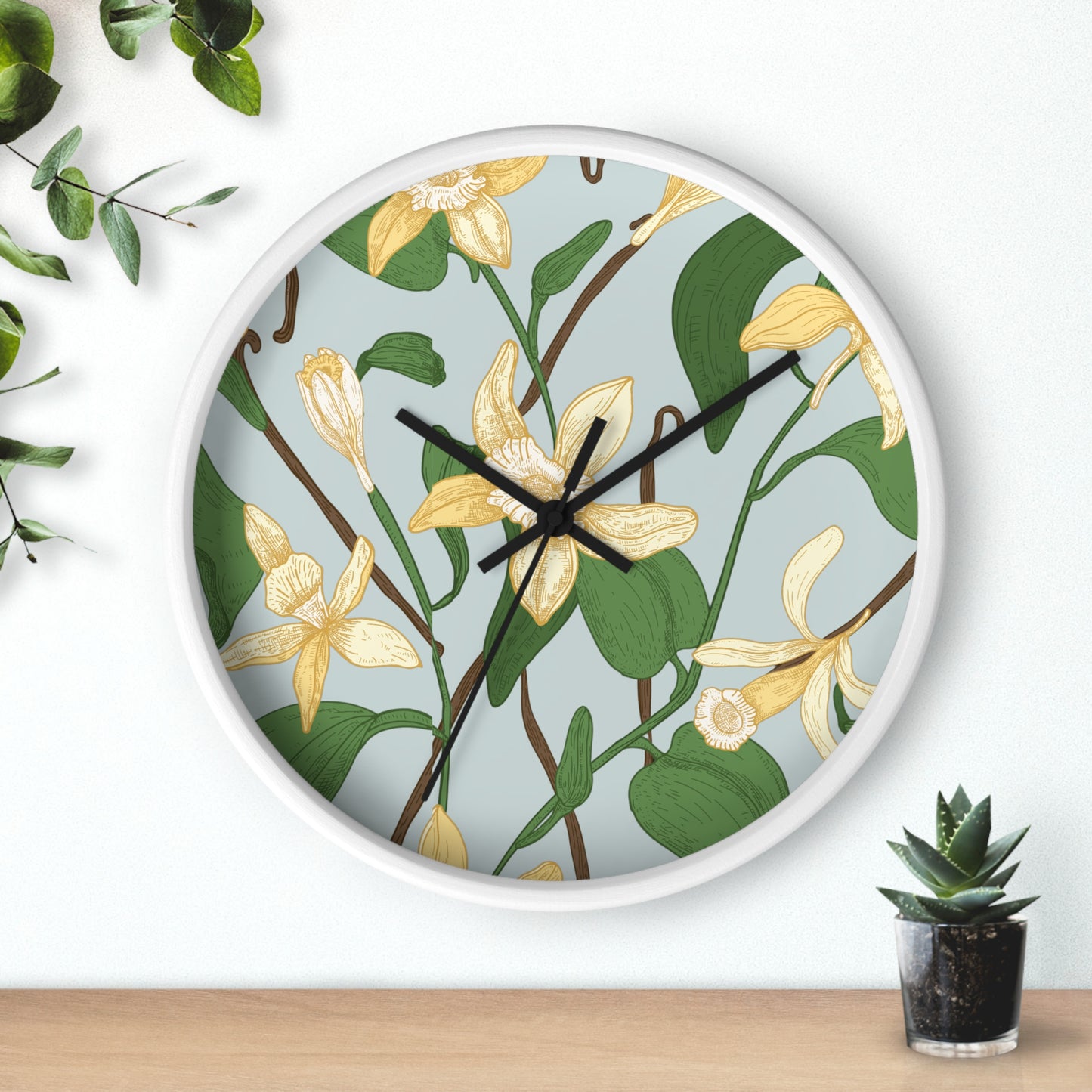 Vanilla Bean Wall Clock - Select from Black, White or Natural Wood Color