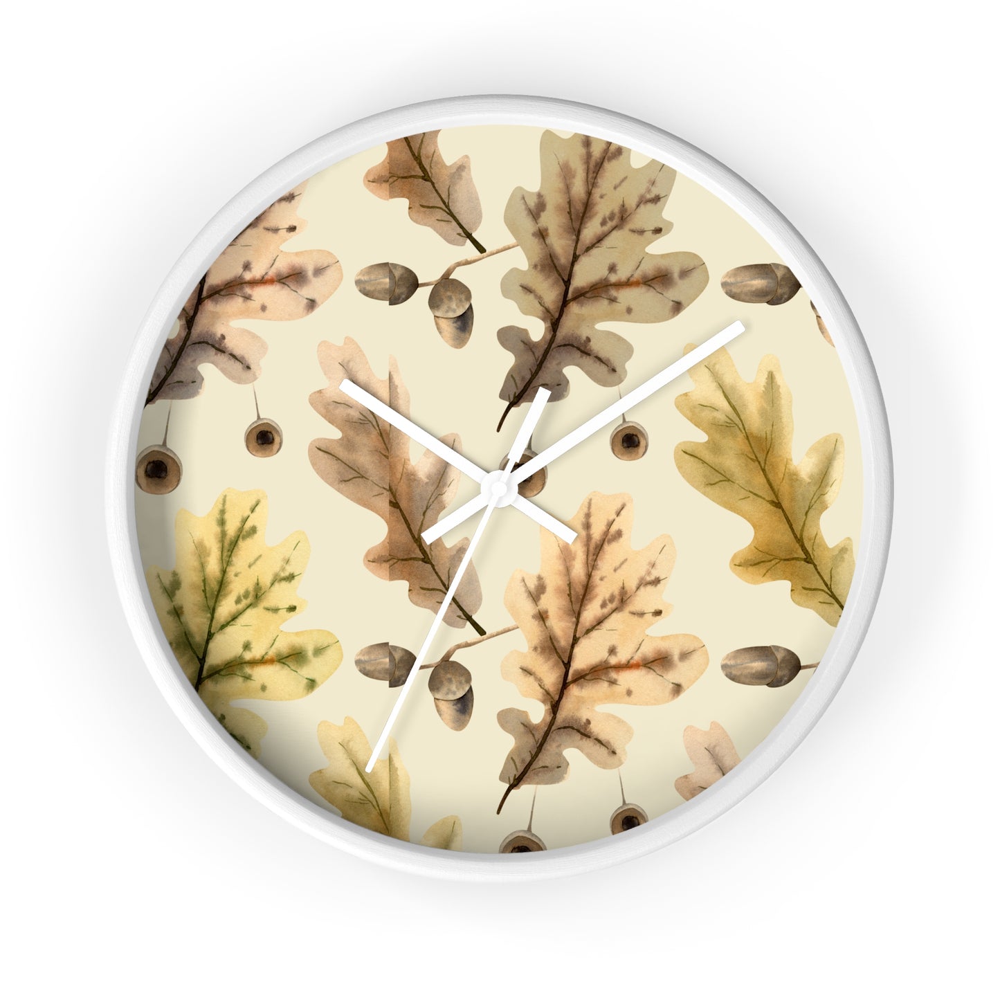 Oak Leaves Wall Clock - Select from Black, White or Natural Wood Color