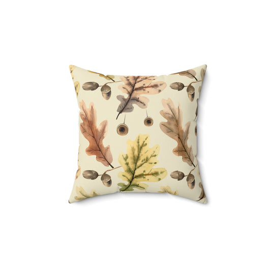 Oak Leaves Printed Square Pillow Cover with Insert -  Multiple Sizes (14"x14", 16"x16", 18"x18", 20"x20"), Includes insert and zipper closure