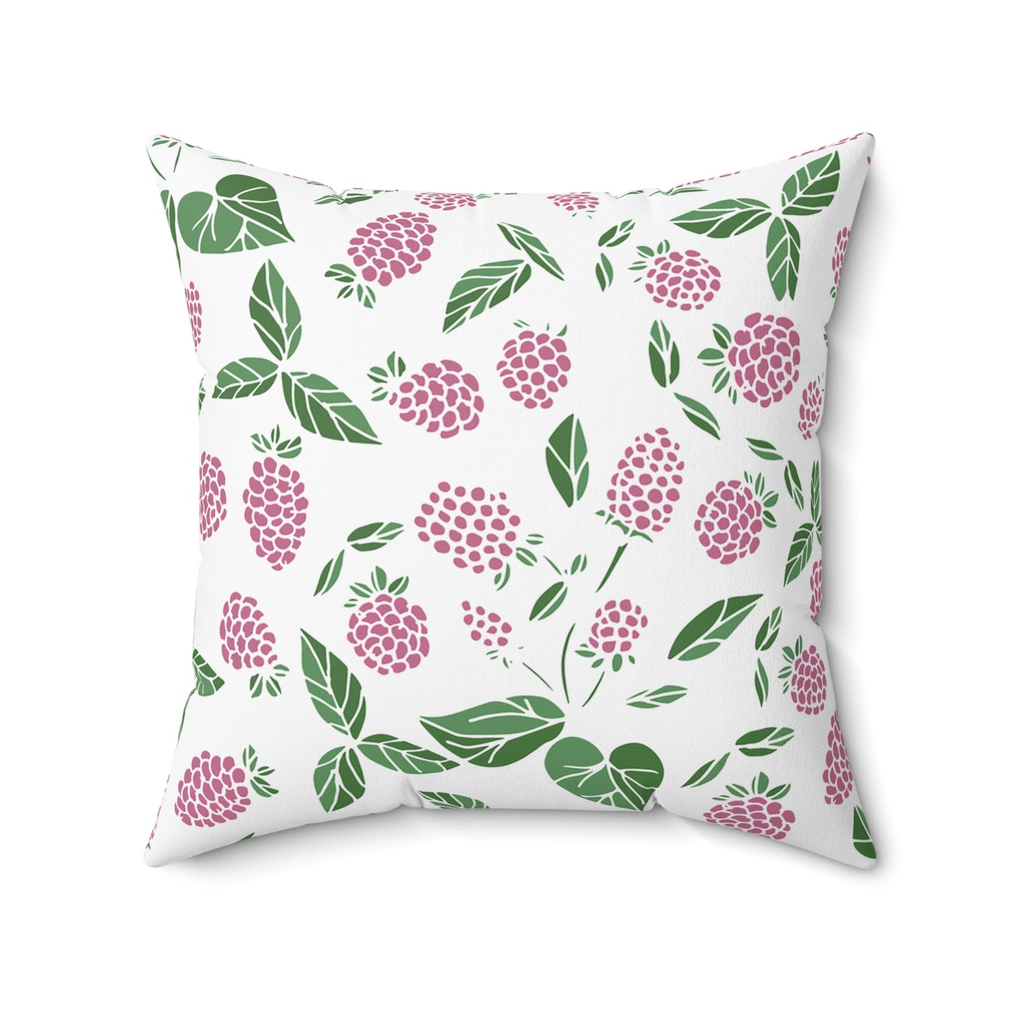 Pink Berry Printed Square Pillow Cover with Insert -  Multiple Sizes (14"x14", 16"x16", 18"x18", 20"x20"), Includes insert and zipper closure