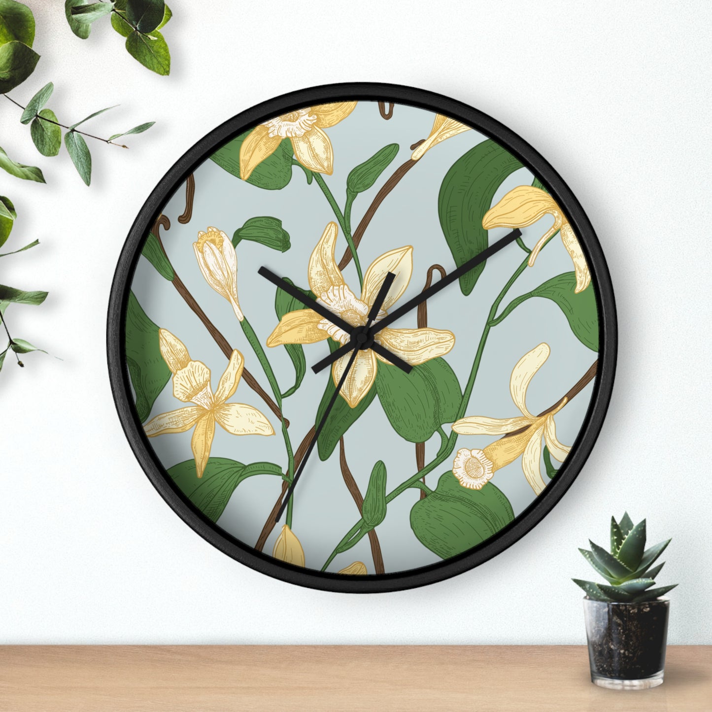 Vanilla Bean Wall Clock - Select from Black, White or Natural Wood Color