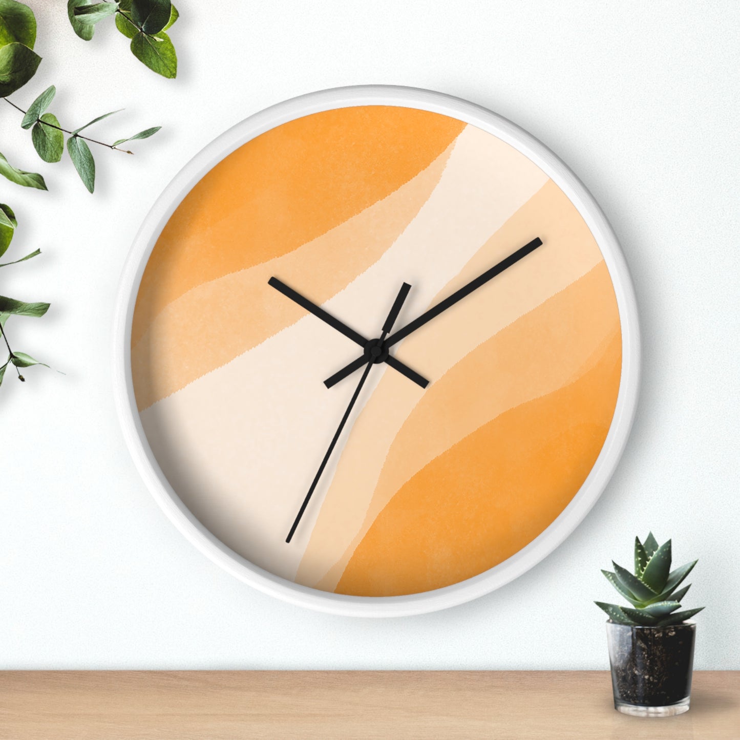 Orange Creamsicle Wall Clock - Select from Black, White or Natural Wood Color
