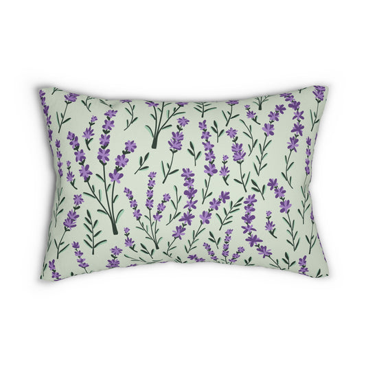 Lavender Sage Printed  Lumbar Pillow with Insert (20" x 14") - Includes insert and zipper closure