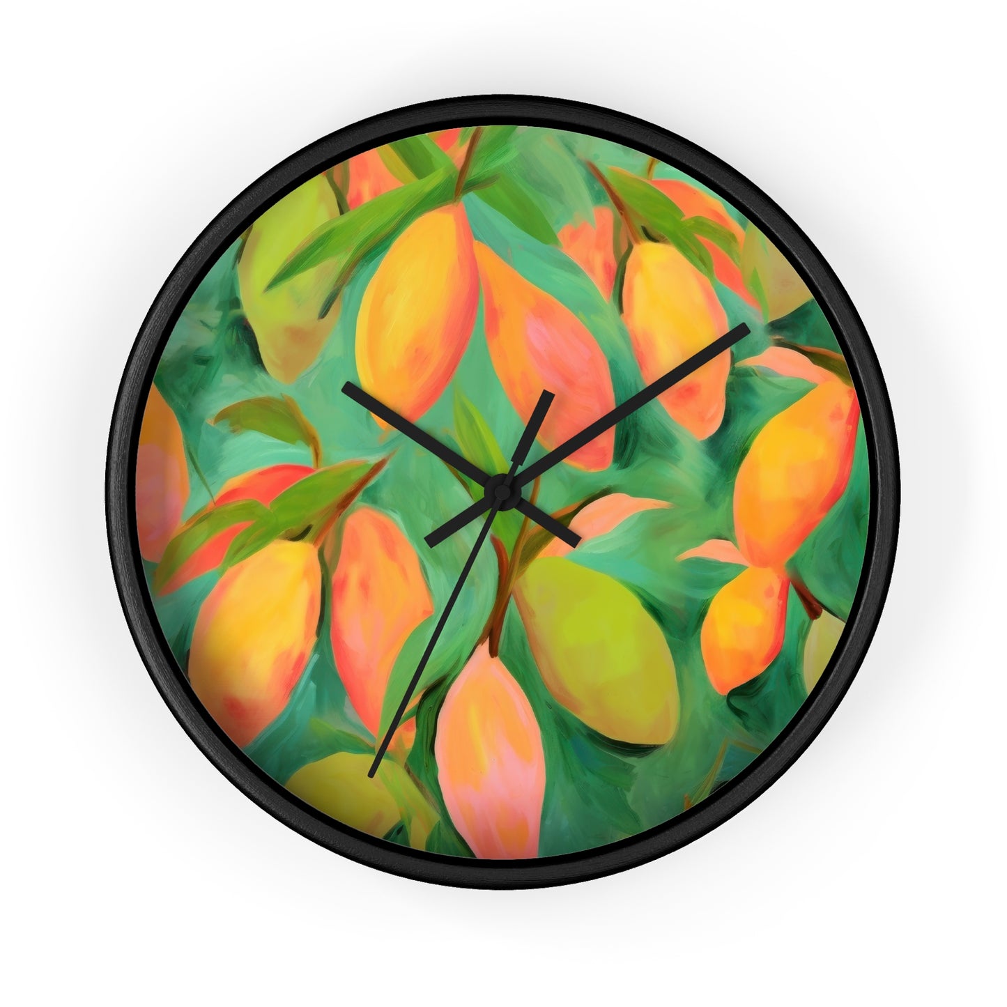 Mangoes Wall Clock - Select from Black, White or Natural Wood Color