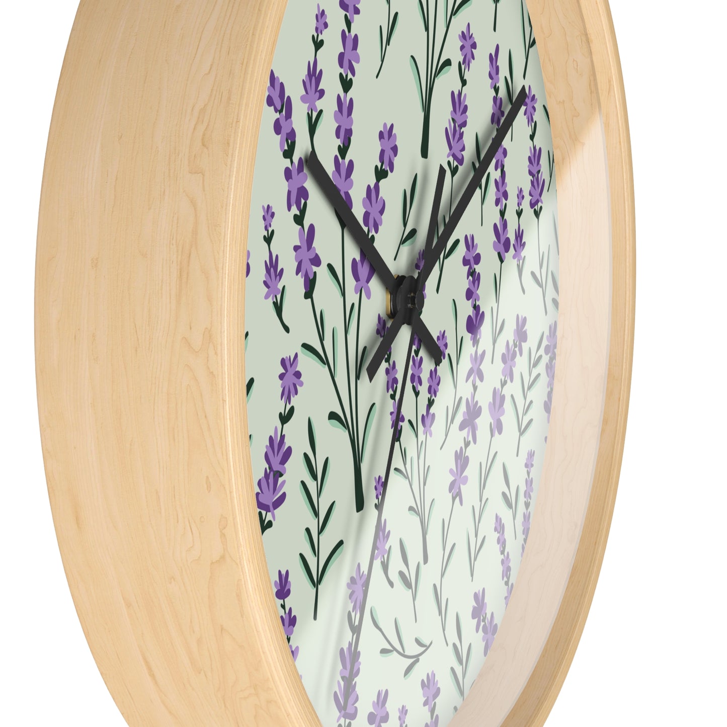 Lavender Sage Wall Clock - Select from Black, White or Natural Wood Color