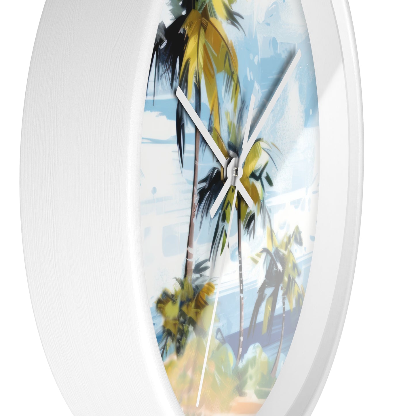 Tropical Retreat Wall Clock - Select from Black, White or Natural Wood Color