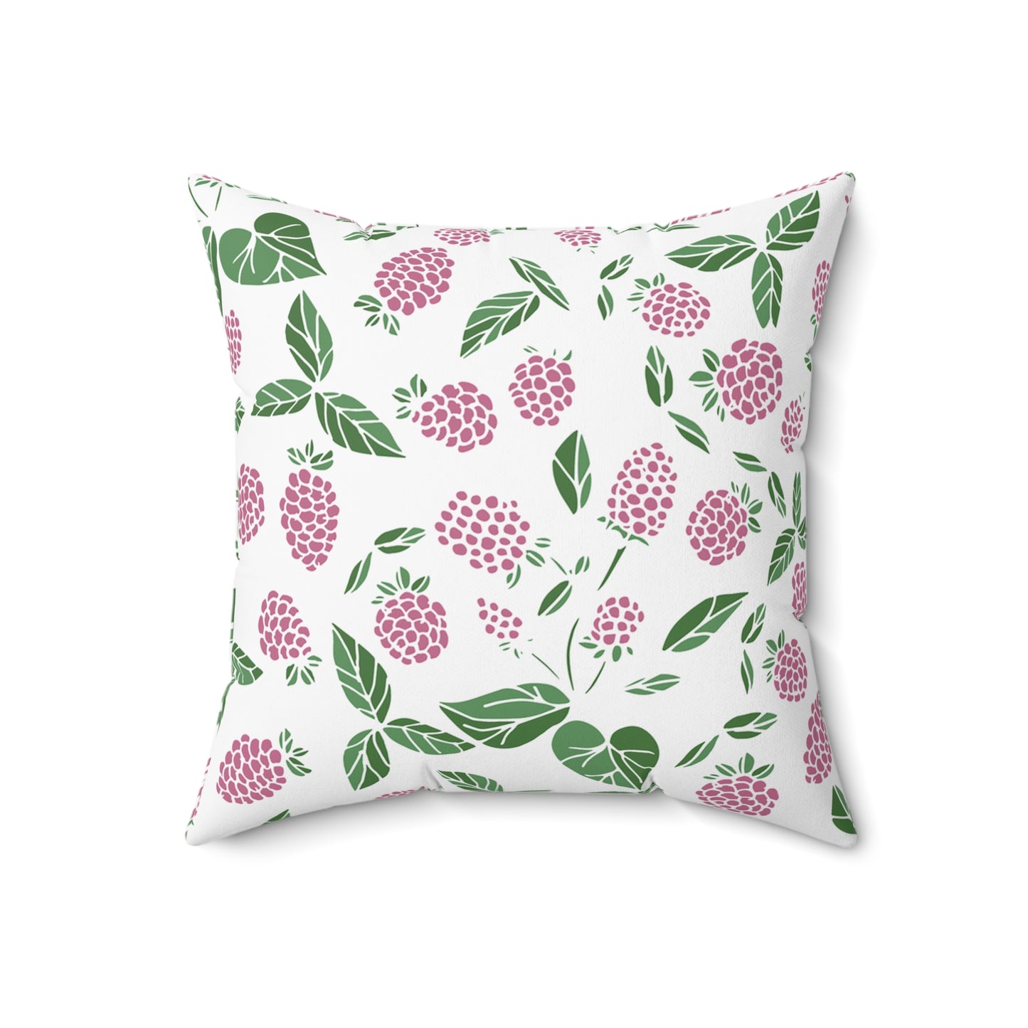 Pink Berry Printed Square Pillow Cover with Insert -  Multiple Sizes (14"x14", 16"x16", 18"x18", 20"x20"), Includes insert and zipper closure