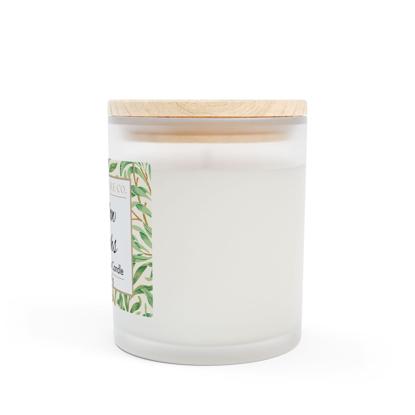 Willow Boughs Scented 9 oz. Coconut Soy Wax Candle, Frosted Jar with Wood Wick and Maple Wood Lid