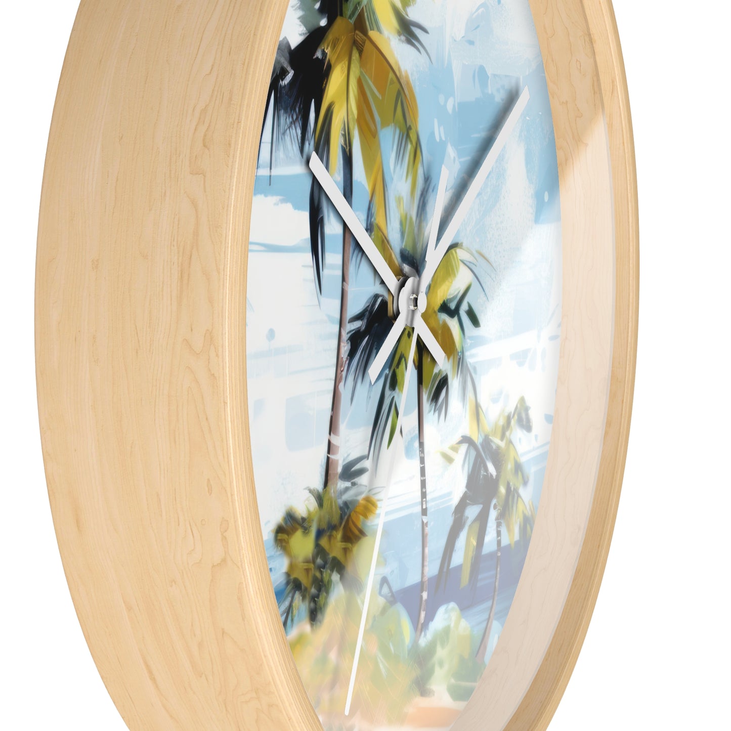 Tropical Retreat Wall Clock - Select from Black, White or Natural Wood Color