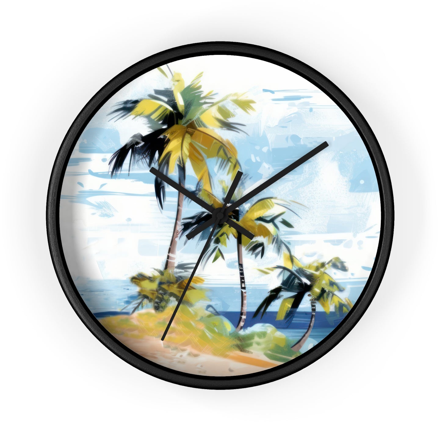 Tropical Retreat Wall Clock - Select from Black, White or Natural Wood Color