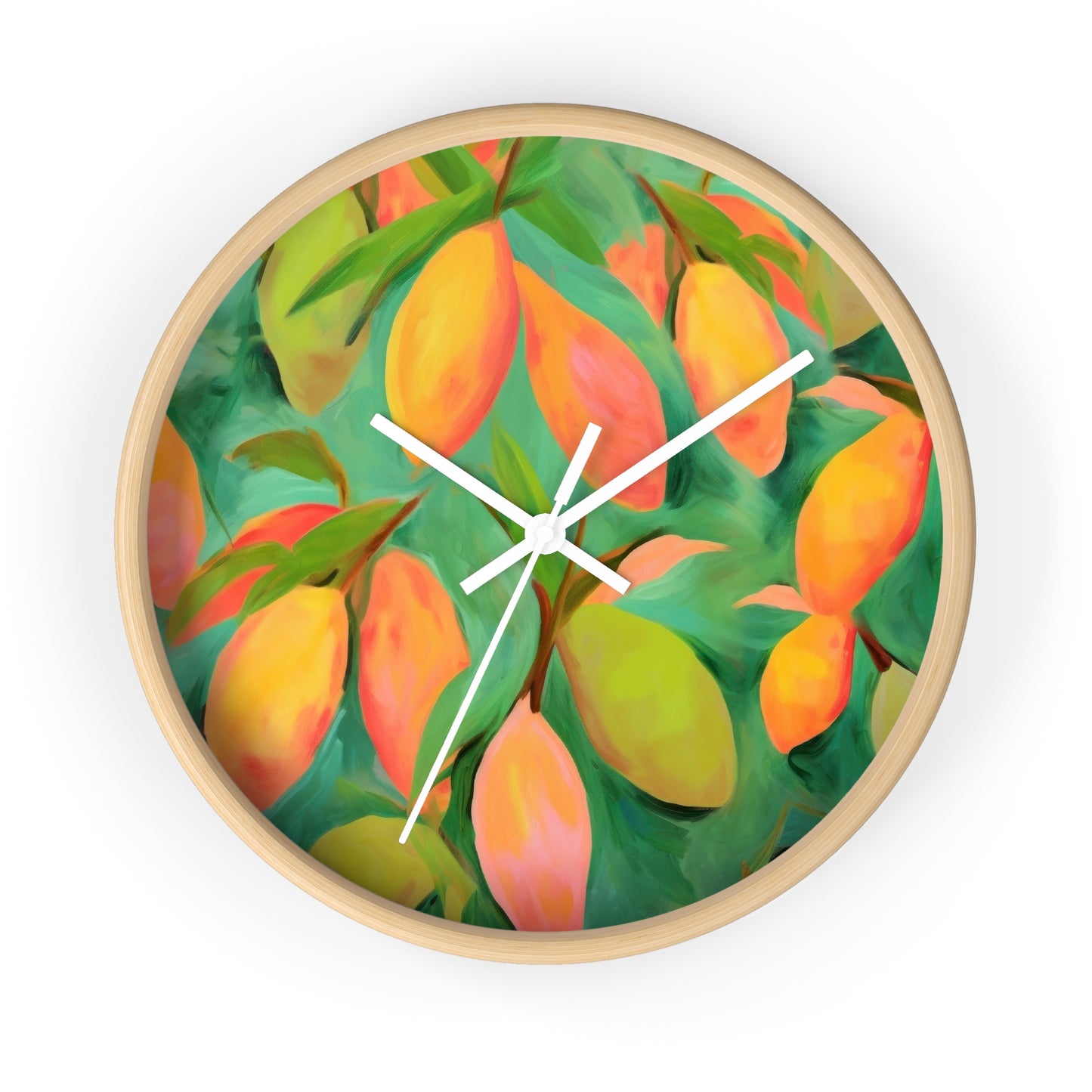 Mangoes Wall Clock - Select from Black, White or Natural Wood Color
