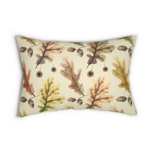 Oak Leaves Printed  Lumbar Pillow with Insert (20" x 14") - Includes insert and zipper closure