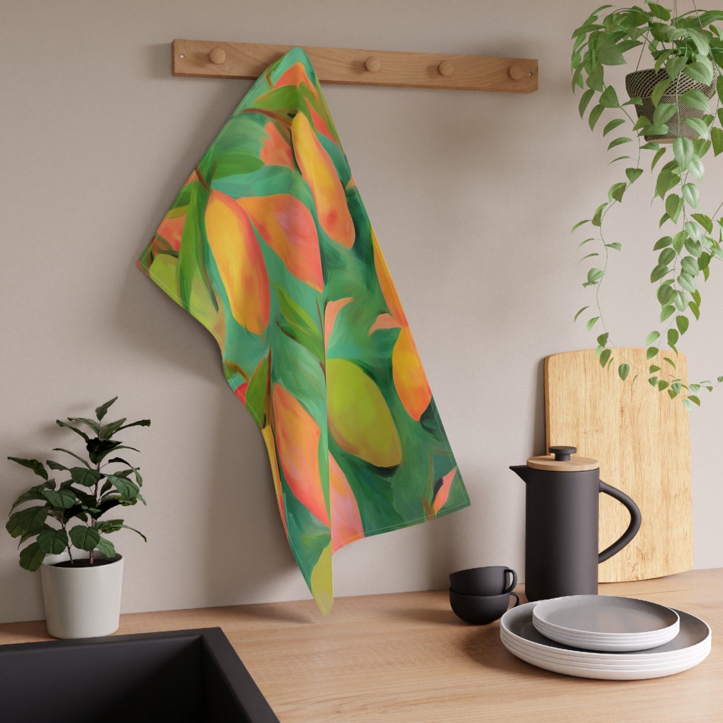 Mangoes Printed Tea Towels - 100% Cotton Twill, 18" x 30"