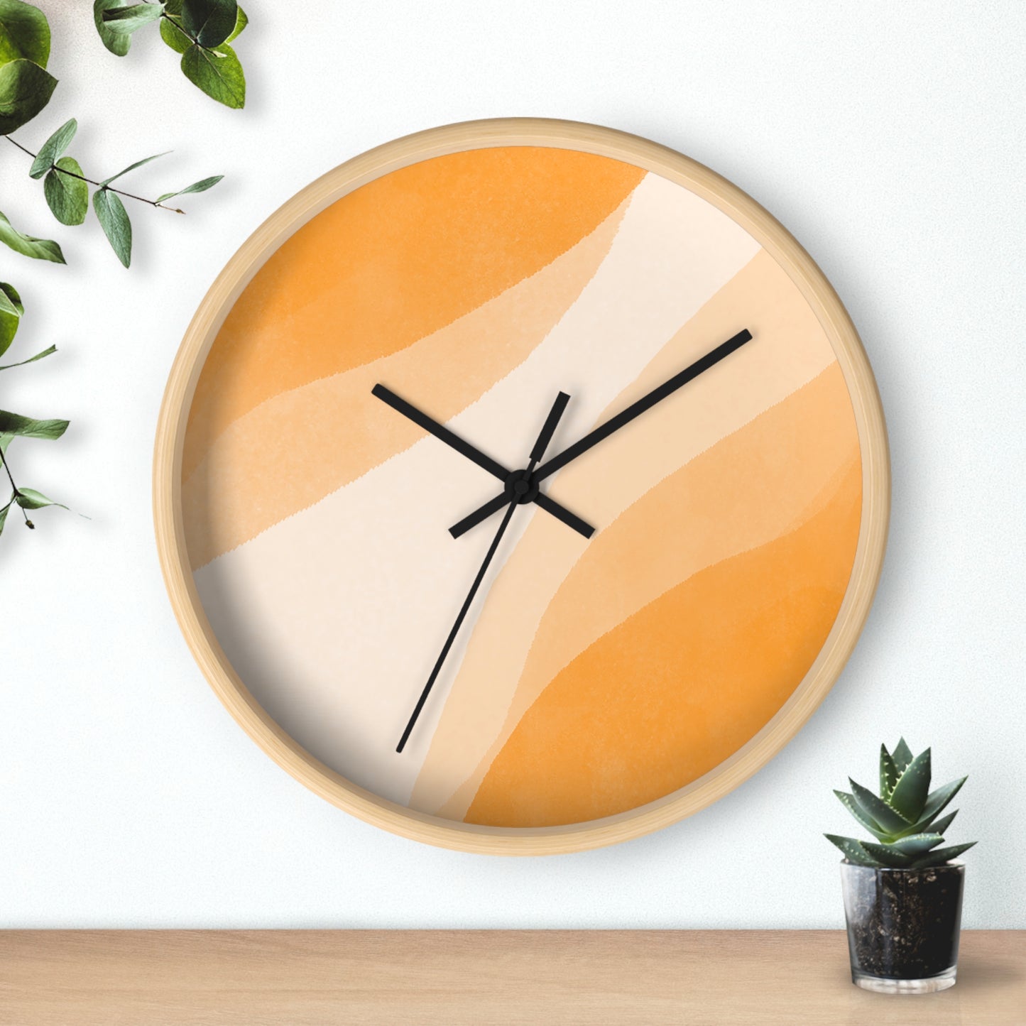 Orange Creamsicle Wall Clock - Select from Black, White or Natural Wood Color