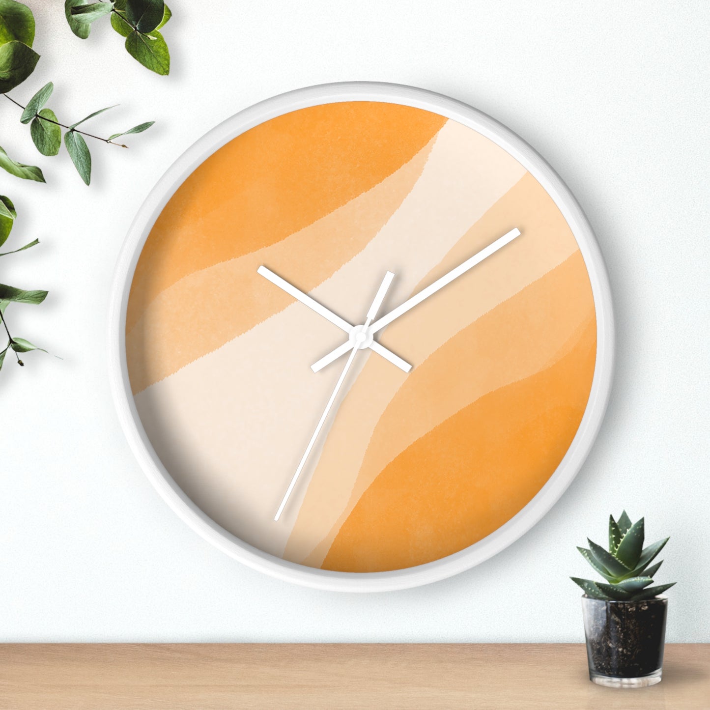 Orange Creamsicle Wall Clock - Select from Black, White or Natural Wood Color