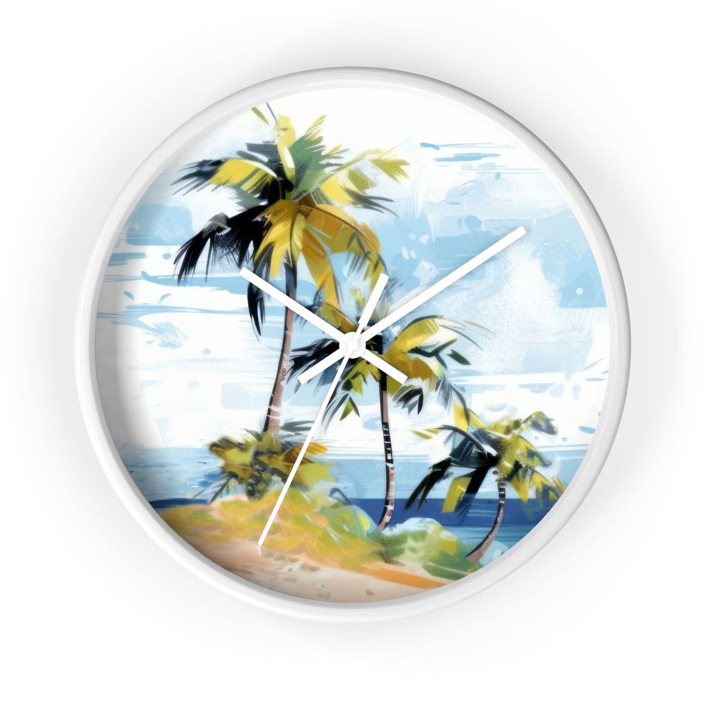 Tropical Retreat Wall Clock - Select from Black, White or Natural Wood Color
