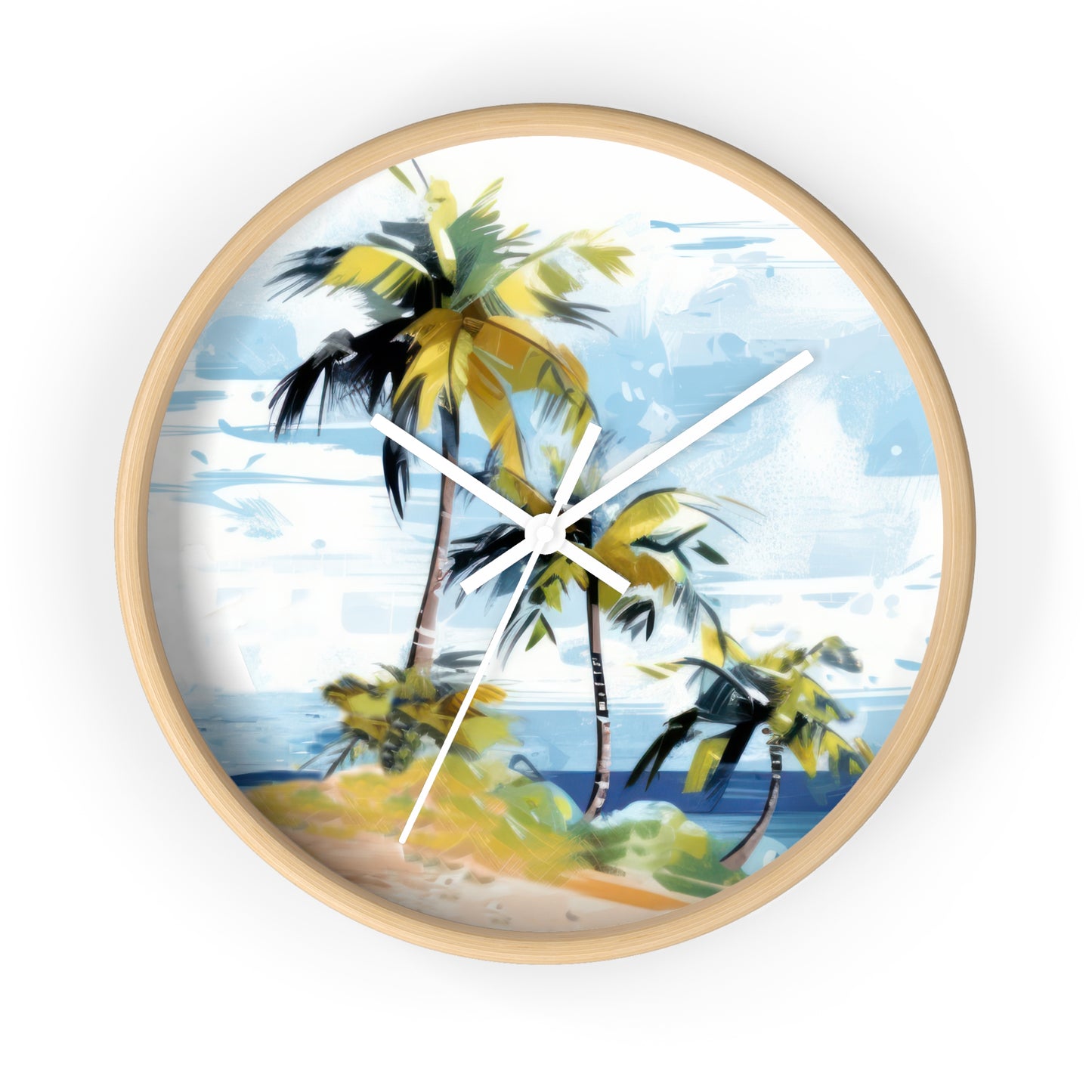 Tropical Retreat Wall Clock - Select from Black, White or Natural Wood Color
