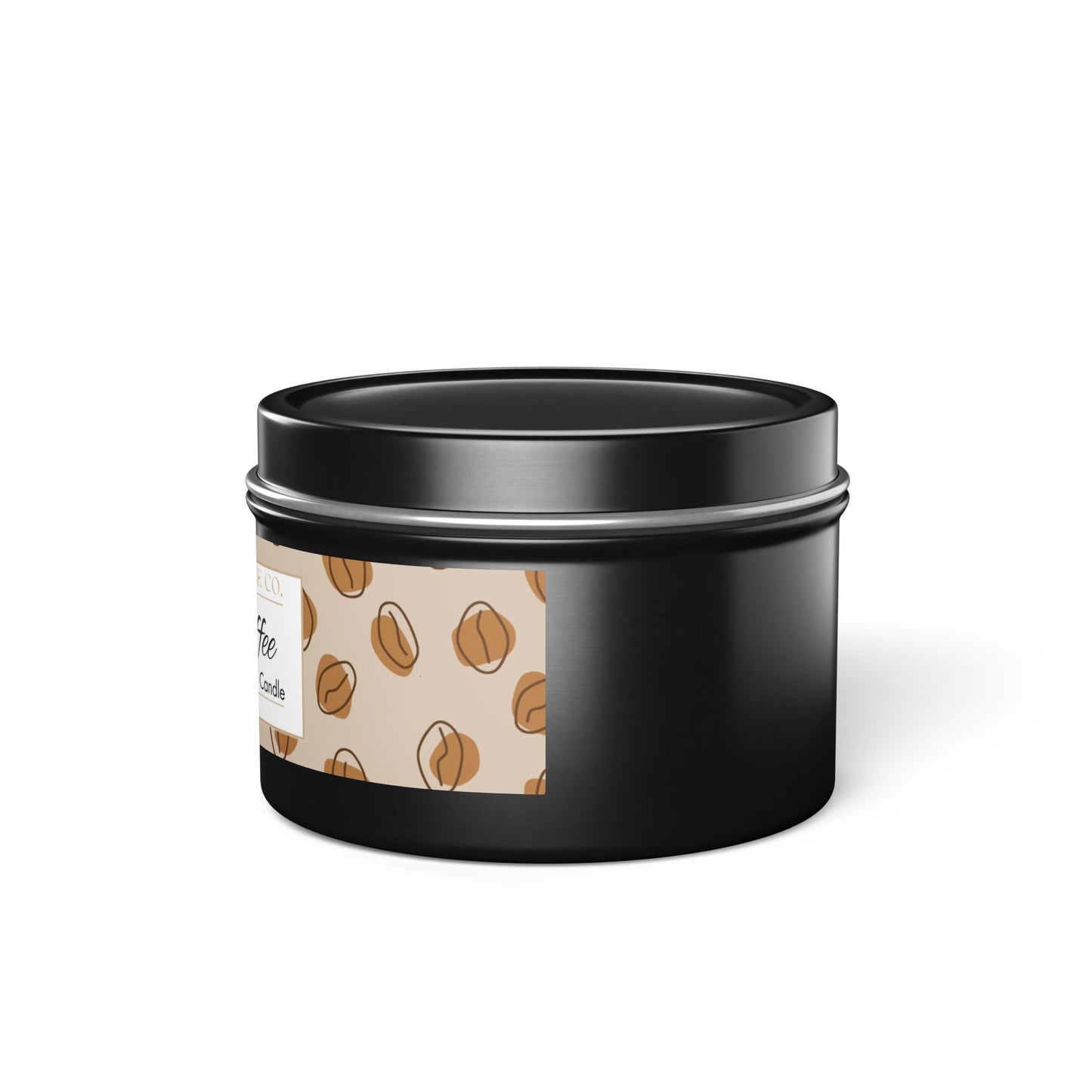 Fresh Coffee Scented Coconut Soy Wax Candle, 4 oz. Black Tin Jar with Lid