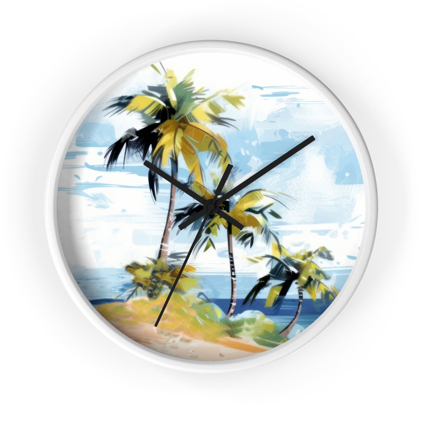 Tropical Retreat Wall Clock - Select from Black, White or Natural Wood Color