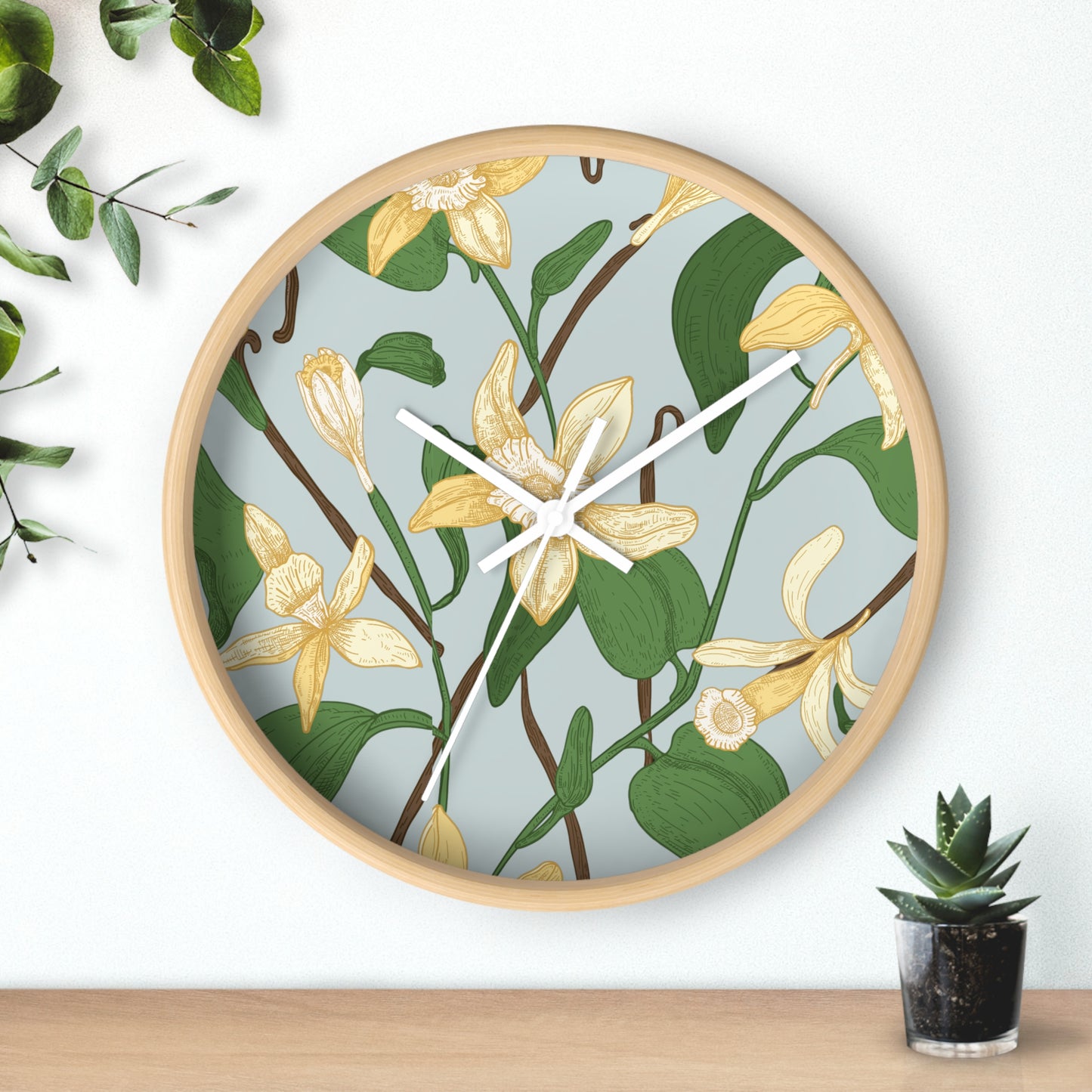 Vanilla Bean Wall Clock - Select from Black, White or Natural Wood Color