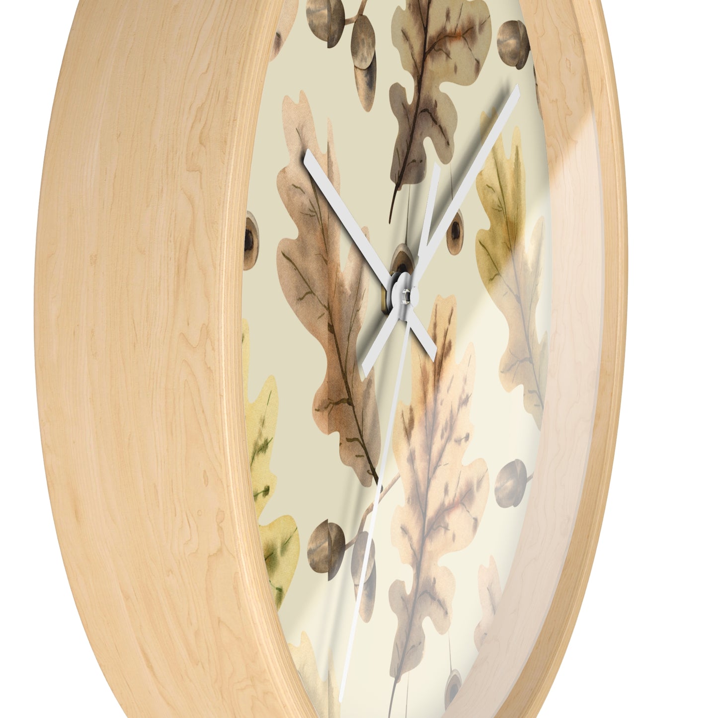 Oak Leaves Wall Clock - Select from Black, White or Natural Wood Color