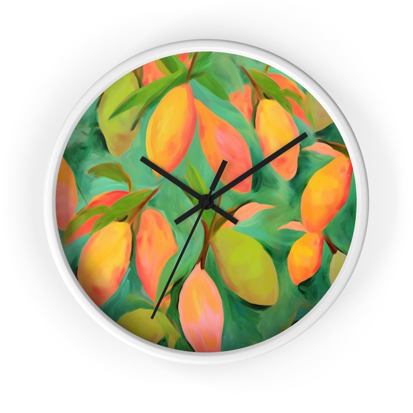 Mangoes Wall Clock - Select from Black, White or Natural Wood Color