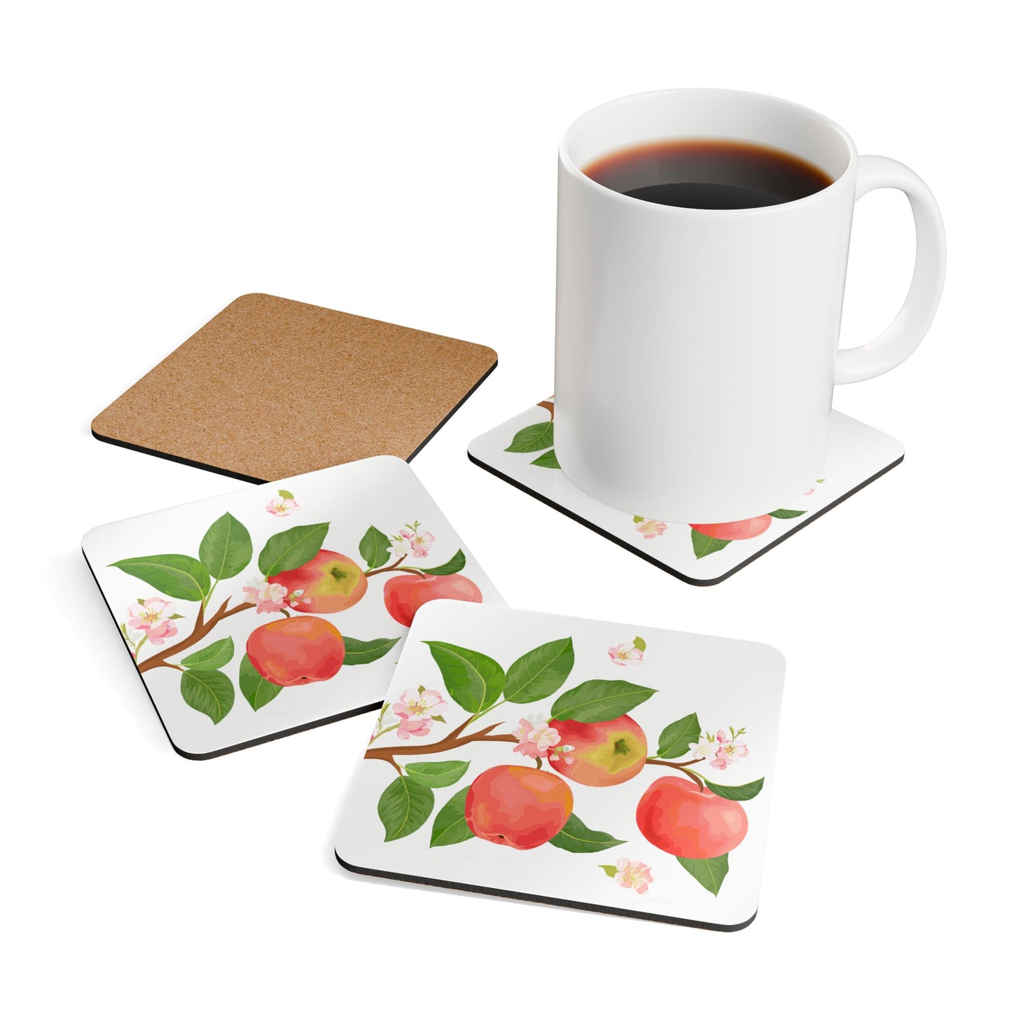 Apple Harvest Coasters Cork Back - 4 Pack