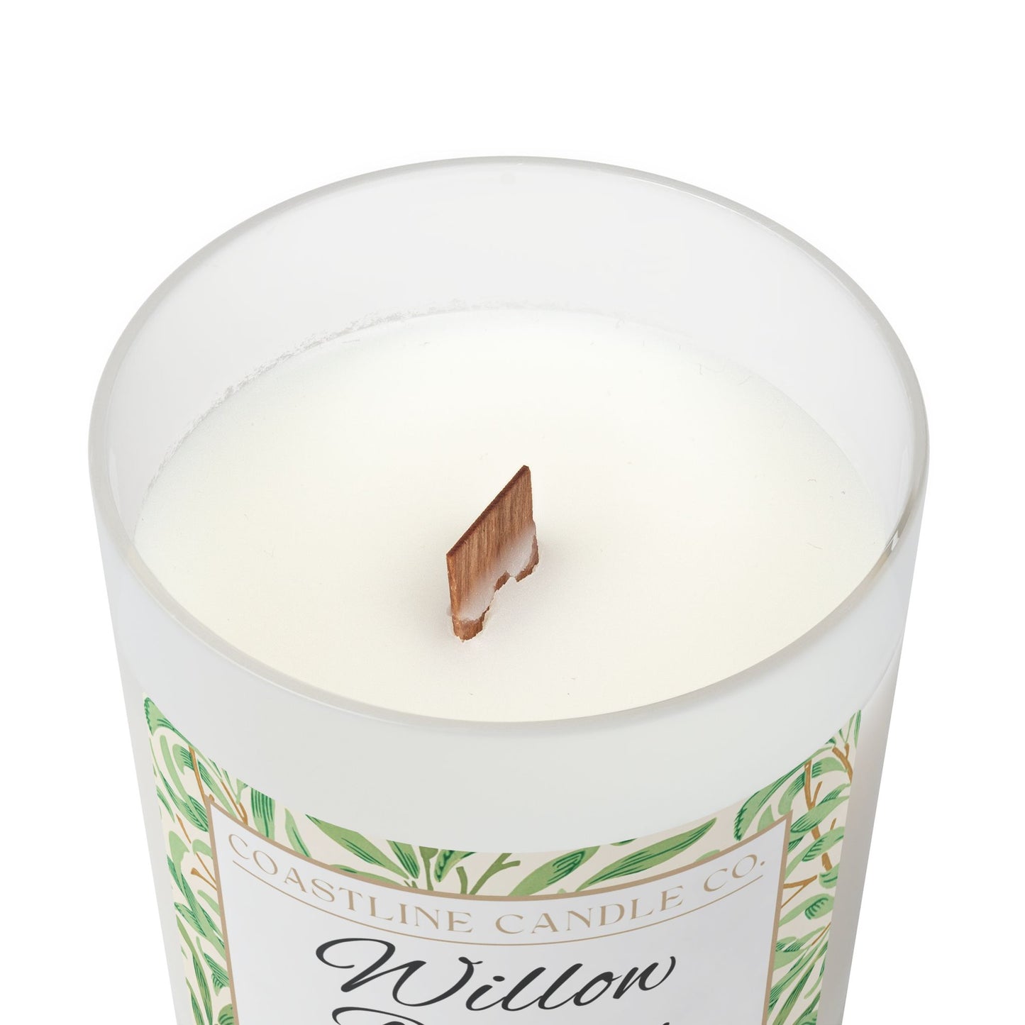 Willow Boughs Scented 9 oz. Coconut Soy Wax Candle, Frosted Jar with Wood Wick and Maple Wood Lid
