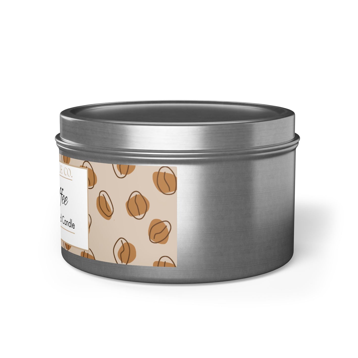 Fresh Coffee Scented Coconut Soy Wax Candle, 8oz. Silver Tin Jar with Lid