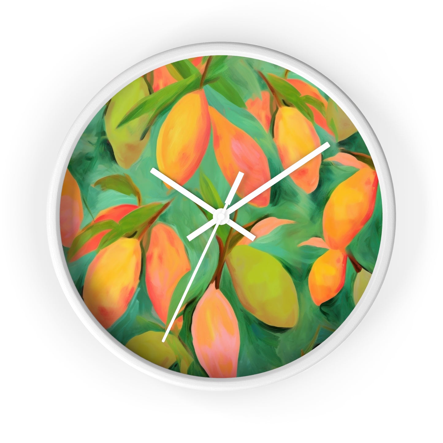 Mangoes Wall Clock - Select from Black, White or Natural Wood Color