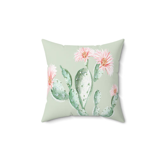 Cactus Flower Printed Square Pillow Cover with Insert -  Multiple Sizes (14"x14", 16"x16", 18"x18", 20"x20"), Includes insert and zipper closure
