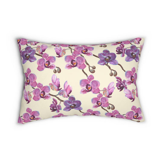 Vanilla Orchid Printed  Lumbar Pillow with Insert (20" x 14") - Includes insert and zipper closure