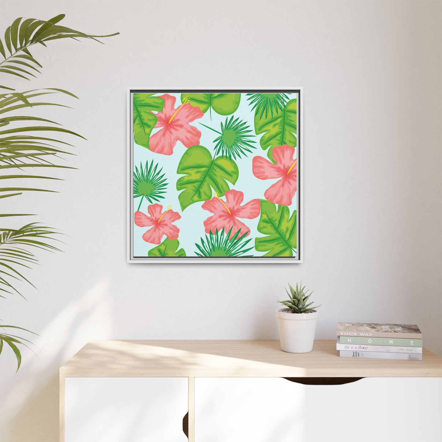 Tropical Island Framed Matte Canvas Art - Multiple Frame Colors & Size Options
