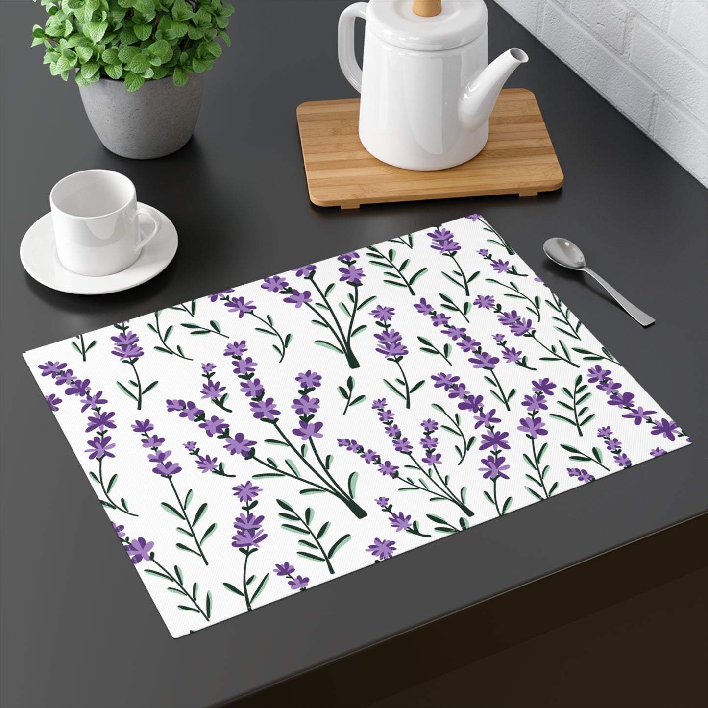 Lavender White Placemat - 18" × 14" Cotton Twill - 1 count