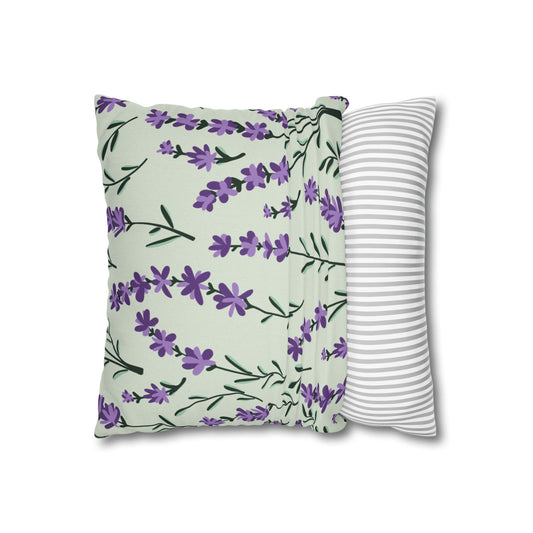 Lavender Sage Printed Square Pillow Cover (no insert) -  Multiple Sizes (14"x14", 16"x16", 18"x18", 20"x20"), Includes zipper closure