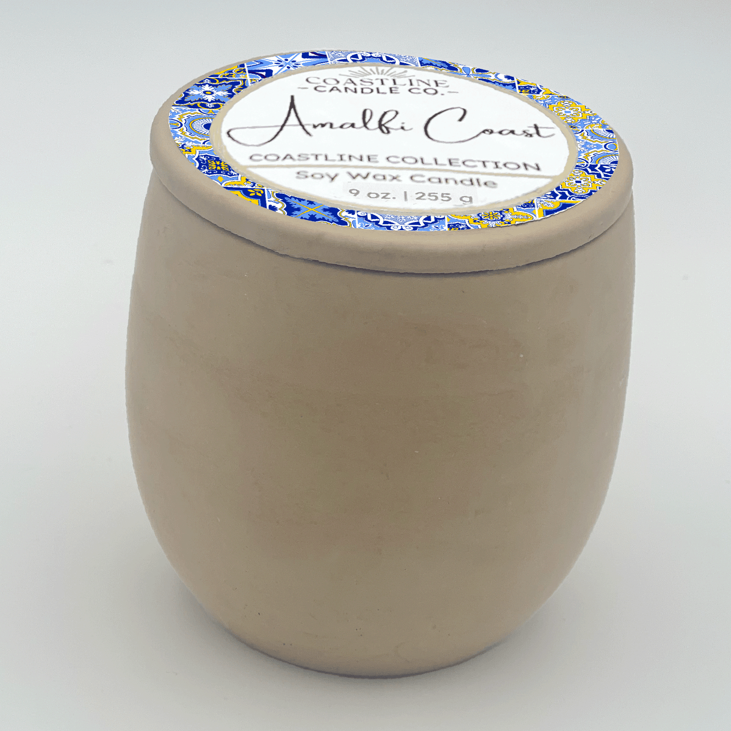 Amalfi Coast Soy Wax Candle - Coastline Collection in 9 oz. Beige Concrete Jar