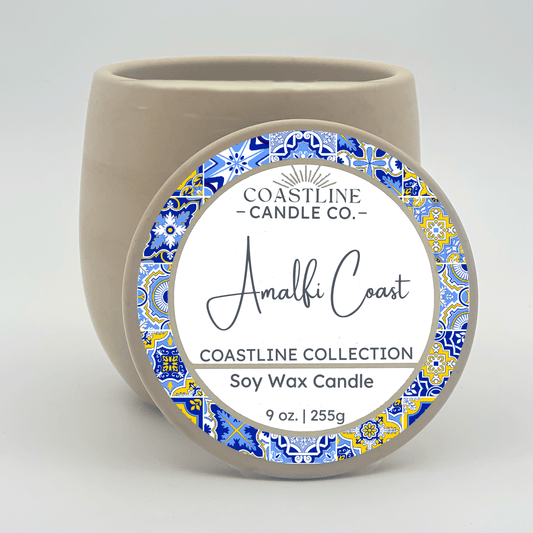 Amalfi Coast Soy Wax Candle - Coastline Collection in 9 oz. Beige Concrete Jar