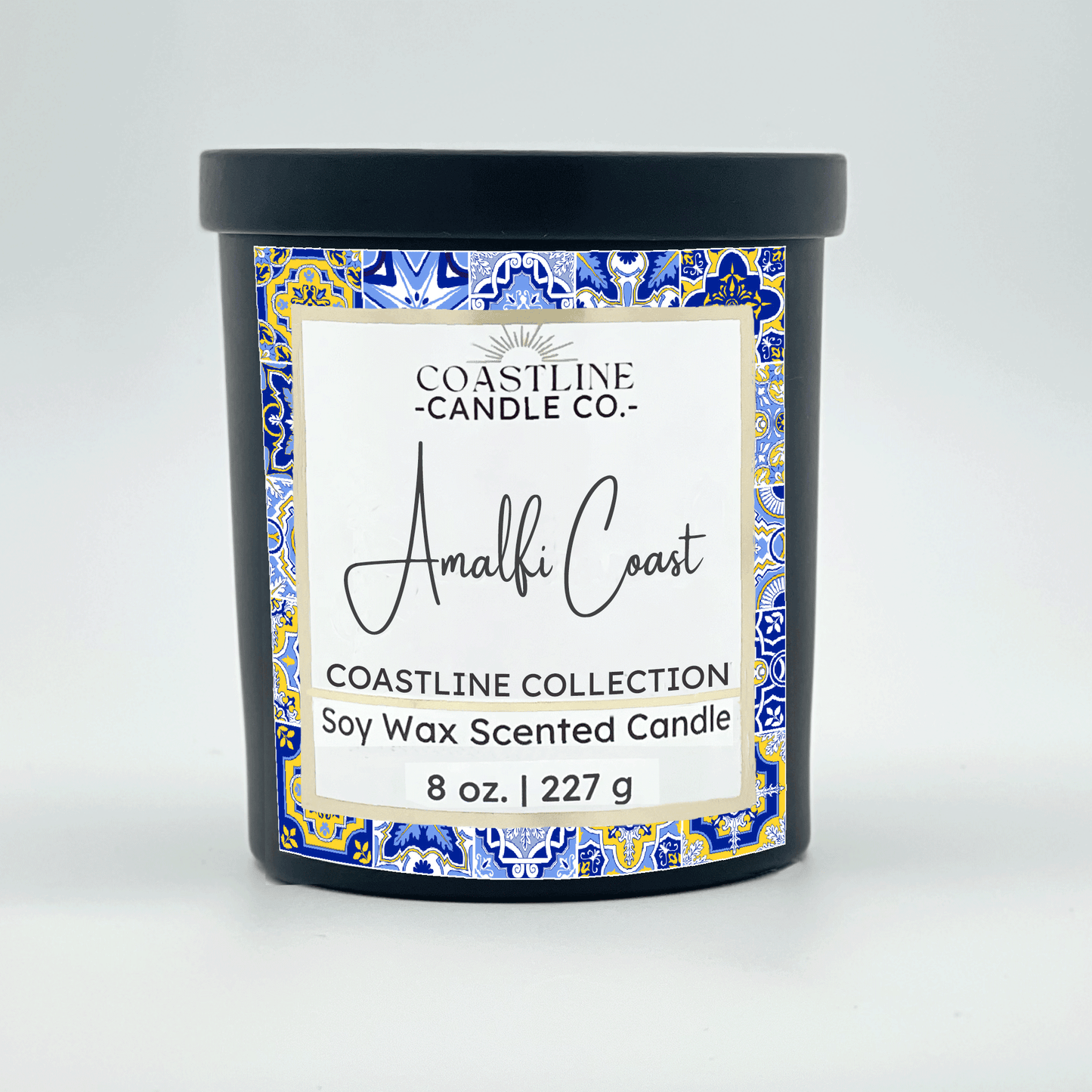 Amalfi Coast Soy Wax Candle - Coastline Collection in 8 oz. Black Jar