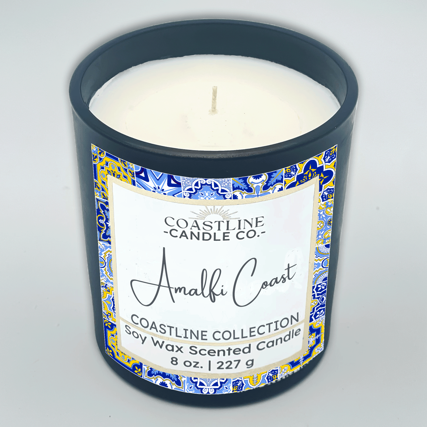 Amalfi Coast Soy Wax Candle - Coastline Collection in 8 oz. Black Jar